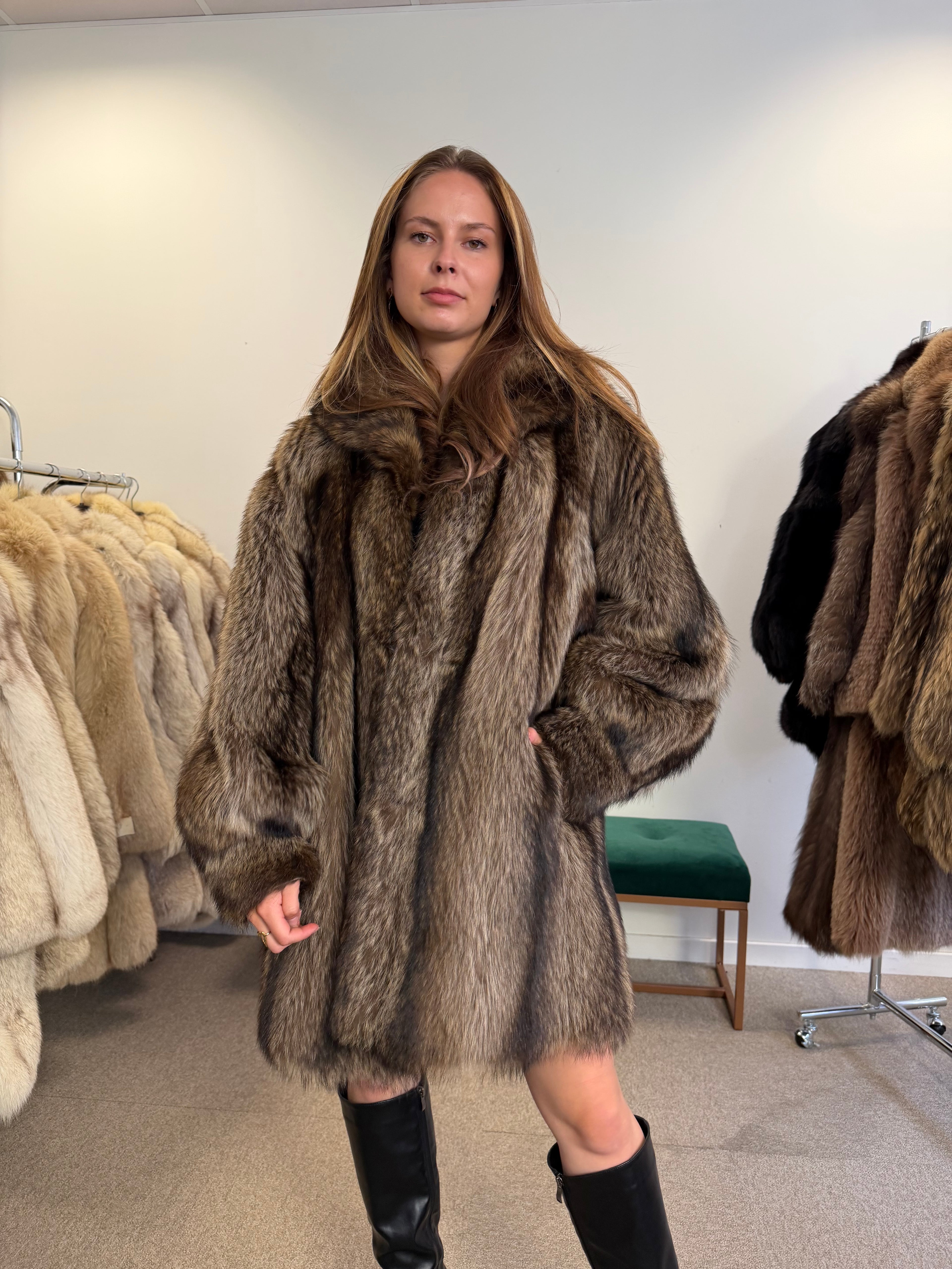 Raccoon Fur Coat, Size XL