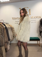 White SAGA Fox Fur Jacket, Medium