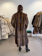 Brown Beaver Fur Coat, Full Length, XL Fits M to L