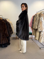 Mink Fur Cape, Black Butterfly, One Size