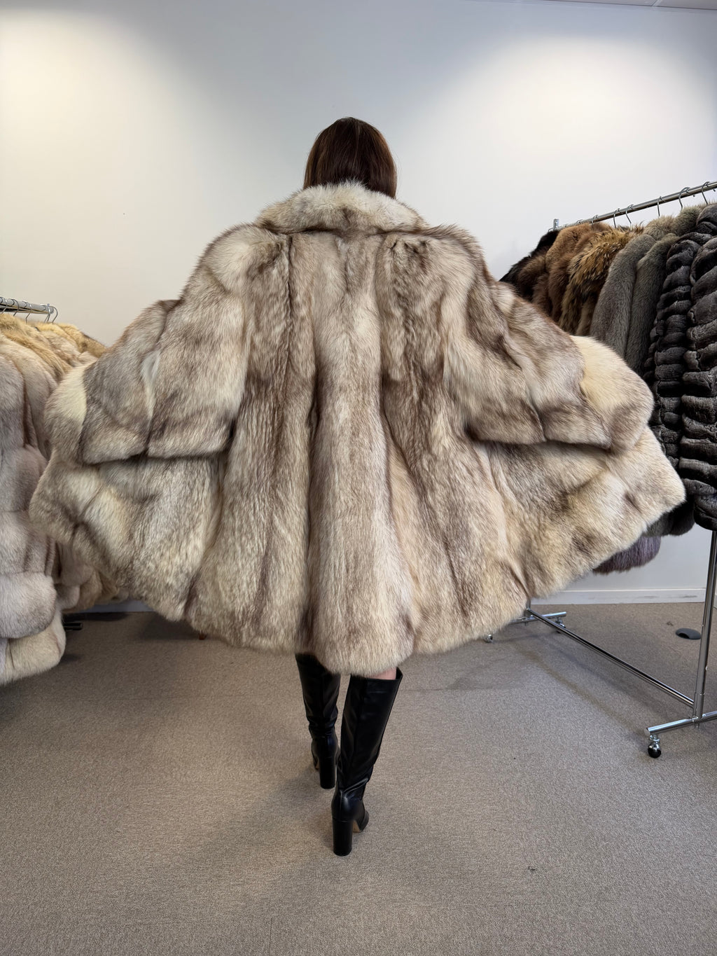 Fox Fur Coat, White Nordic, Oversized 3XL