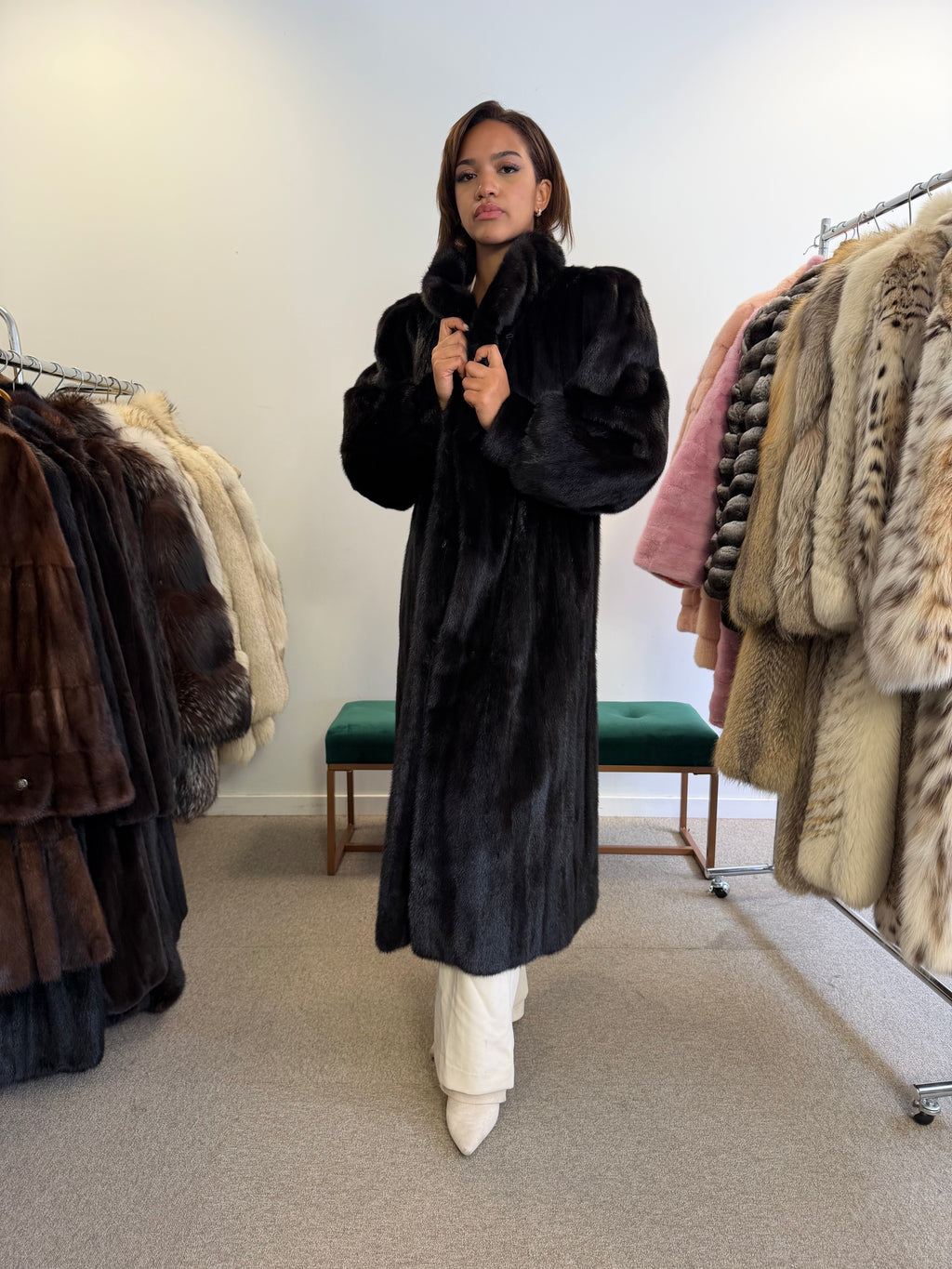 Mink Fur Coat, Black SAGA Pelsland, XXL