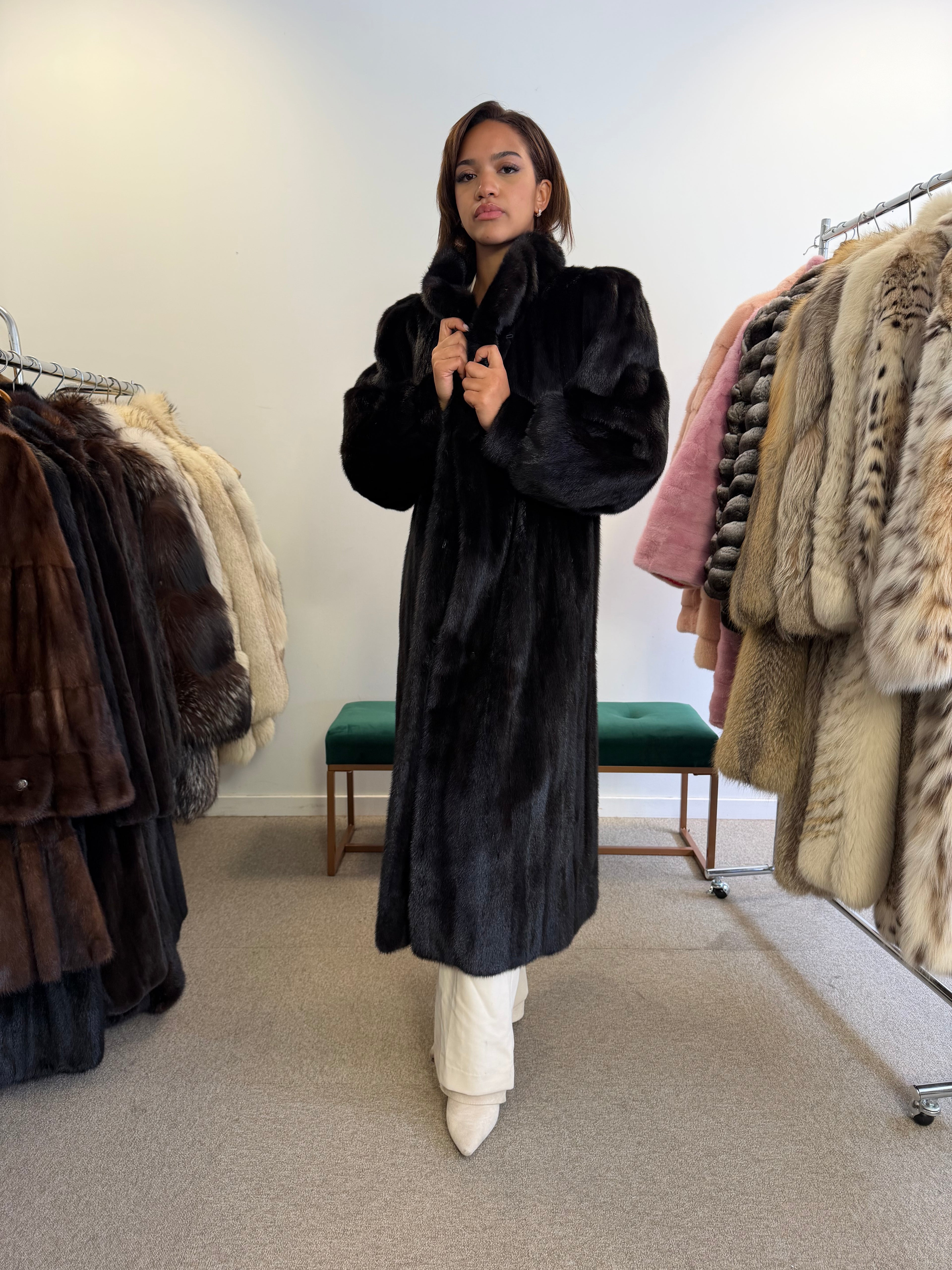 Mink Fur Coat, Black SAGA Pelsland, XXL