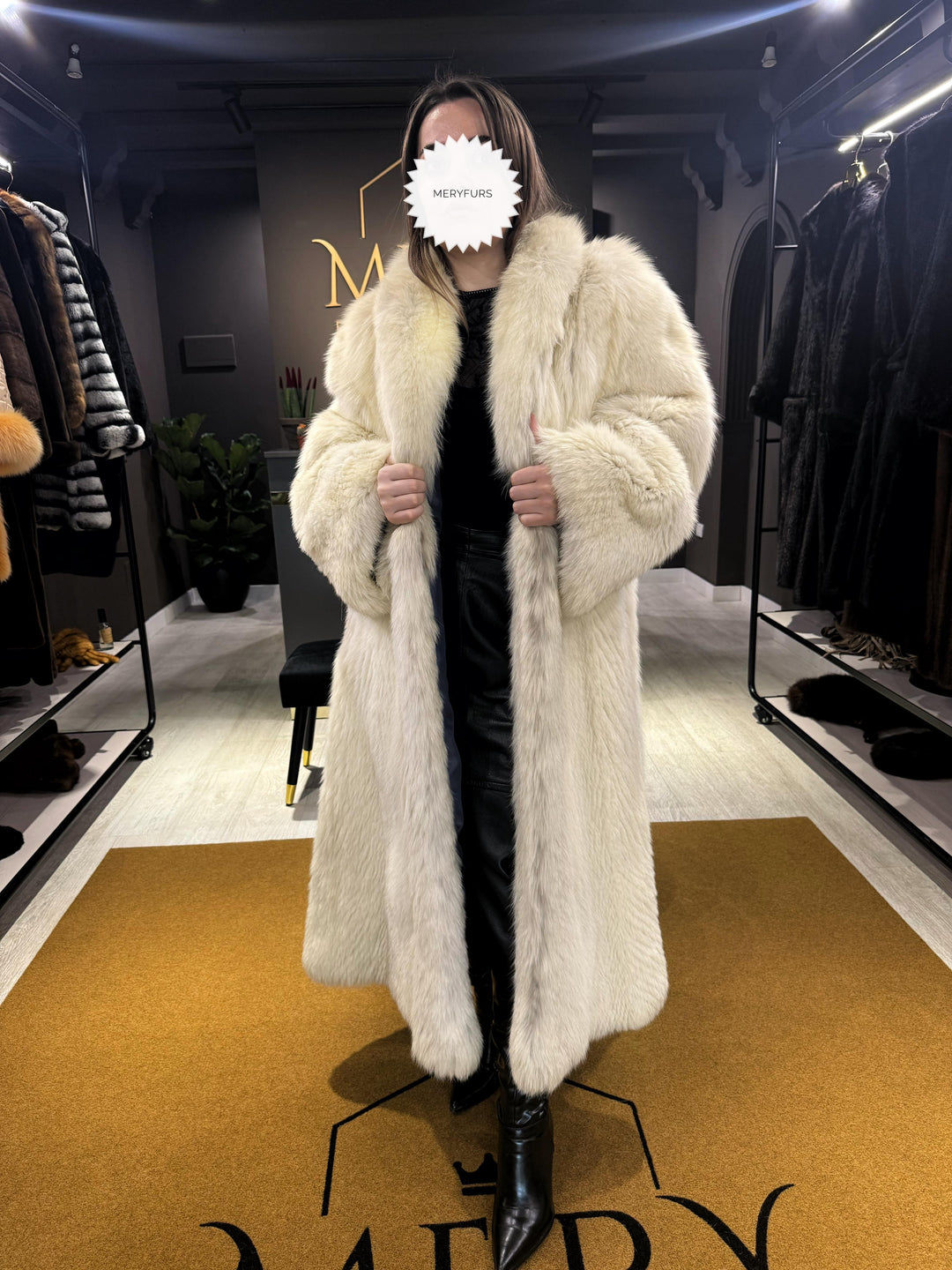 White fox fur coat full length - reserved