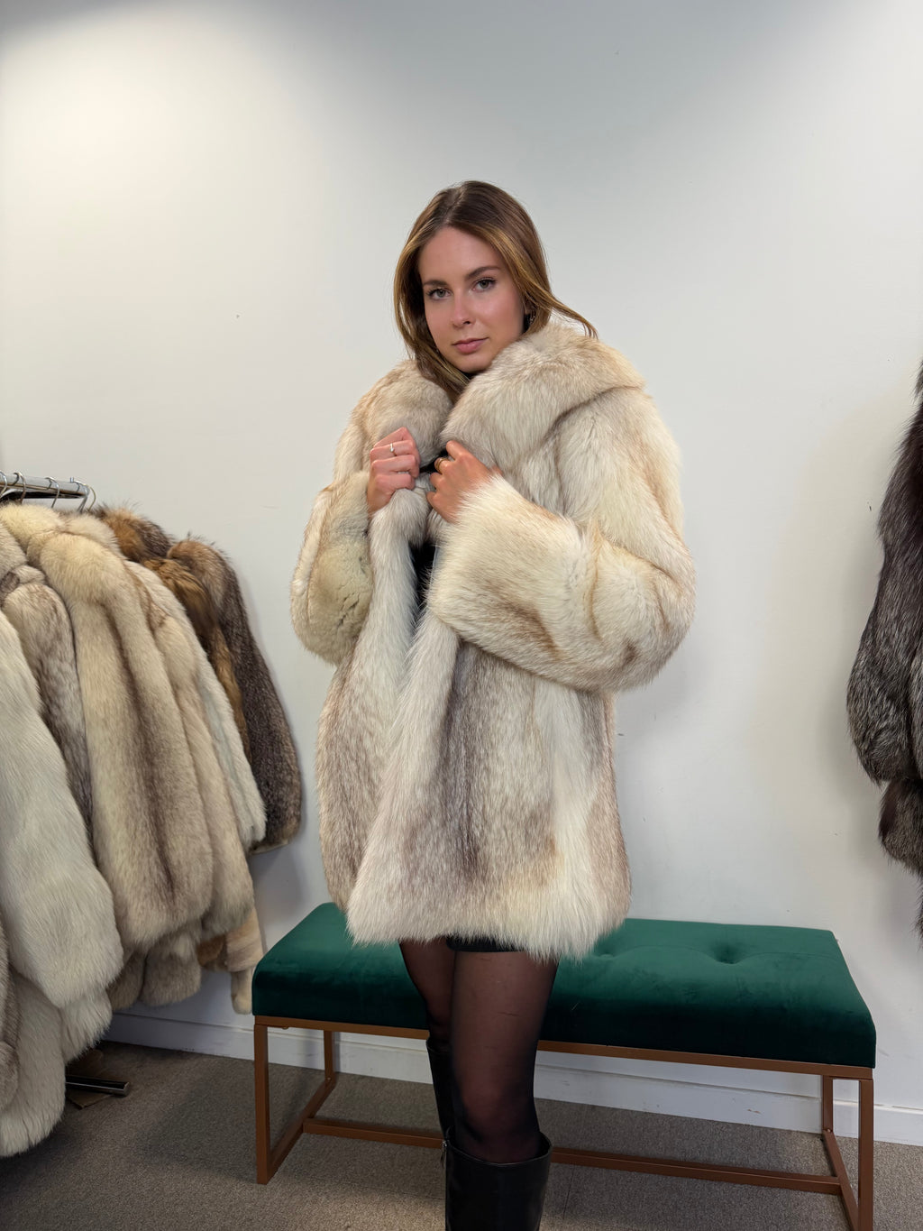 White Fox Fur Jacket, Luxury Quality - M size
