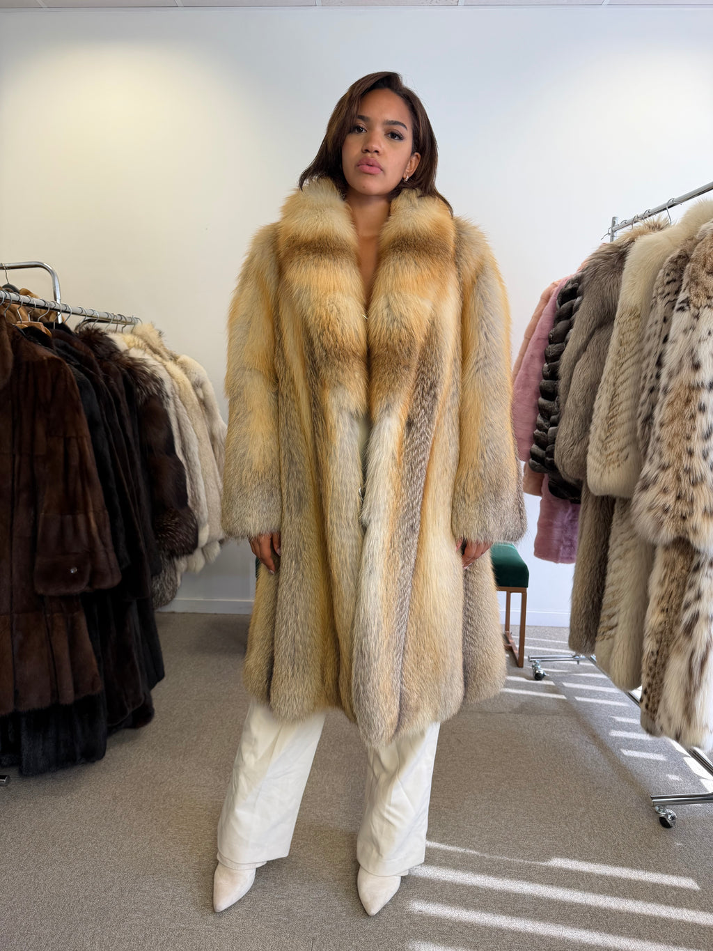 Golden Island Fox Fur Coat, SAGA FOX, luxury XXL