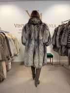 Silver Fox Fur Coat, XL, Super Fluffy
