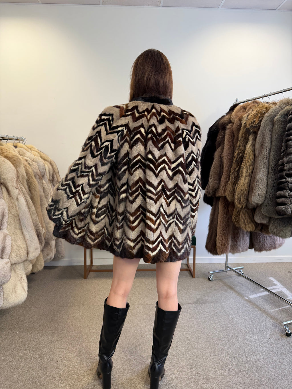 Unique Mink Fur Jacket, Mixed Pelt, speacial Design