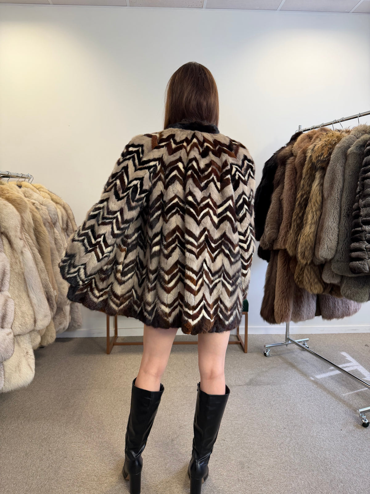 Unique Mink Fur Jacket, Mixed Pelt, speacial Design