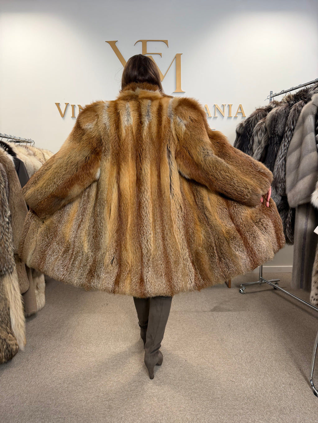 Red Fox Fur Coat, Large, Fluffy