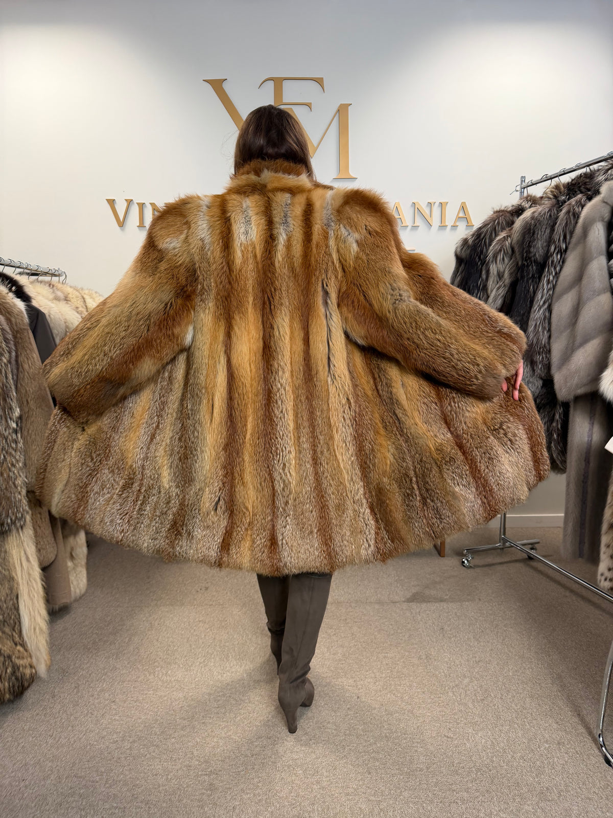 Red Fox Fur Coat, Large, Fluffy