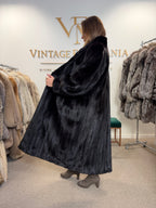 Almost Black Mink Fur Coat, XXL, Full Length, Luxury