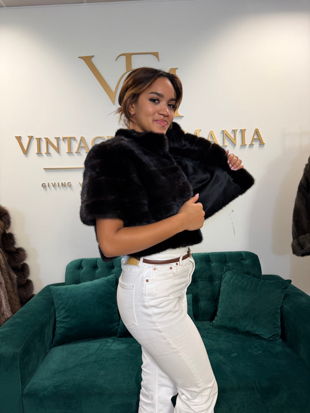 Almost Black Mink Fur Jacket, M/L, New