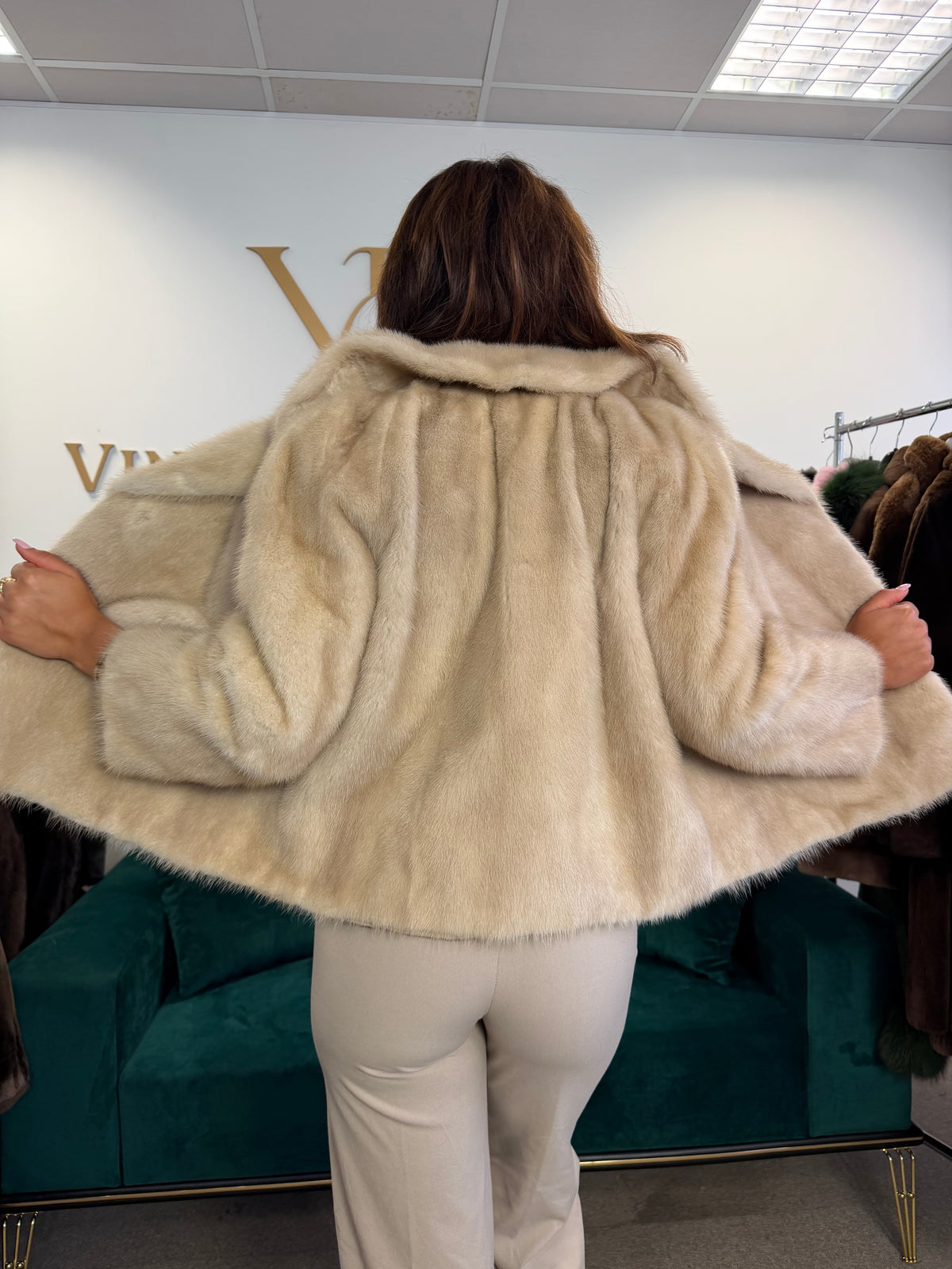 Short White Mink Fur Jacket, Large