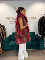Red Dyed Fox Fur Vest, XL