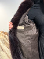 Mink Fur Coat, Brown, Fox Collar, Size M