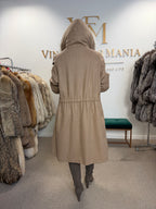 Light Beige Finn Raccoon Fur-Lined Overcoat, Medium