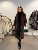 Mink Fur Coat, Brown, Fox Collar, Size M