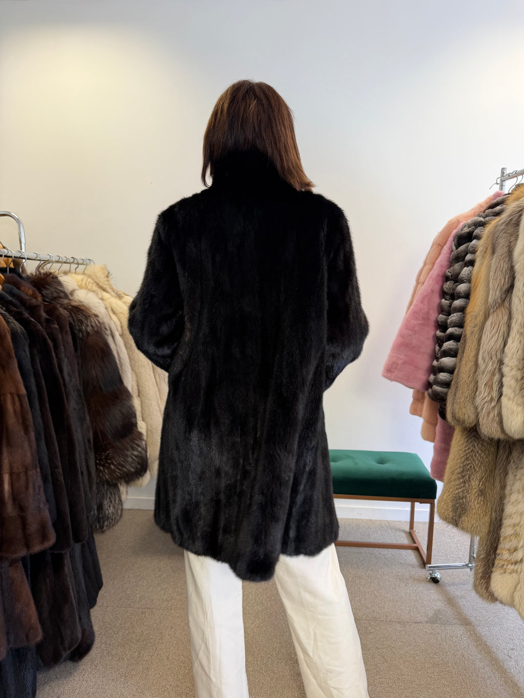 Mink Fur Jacket, Black, Medium