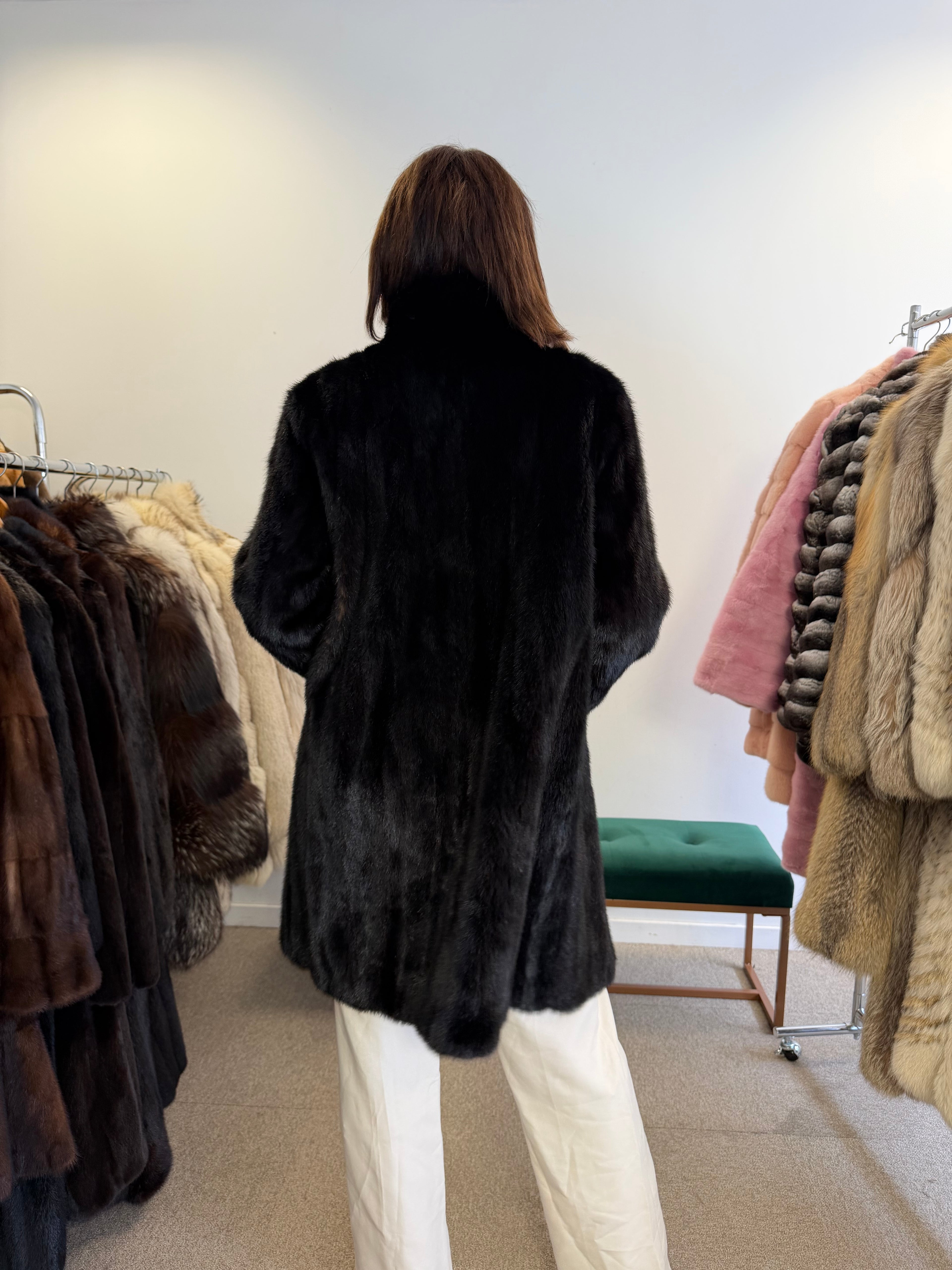 Mink Fur Jacket, Black, Medium