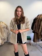 Mink Fur Stole, Grey, High Quality 150 cm