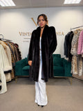 Dark Mink Fur Coat, Large, Swinger, Leather, Designer