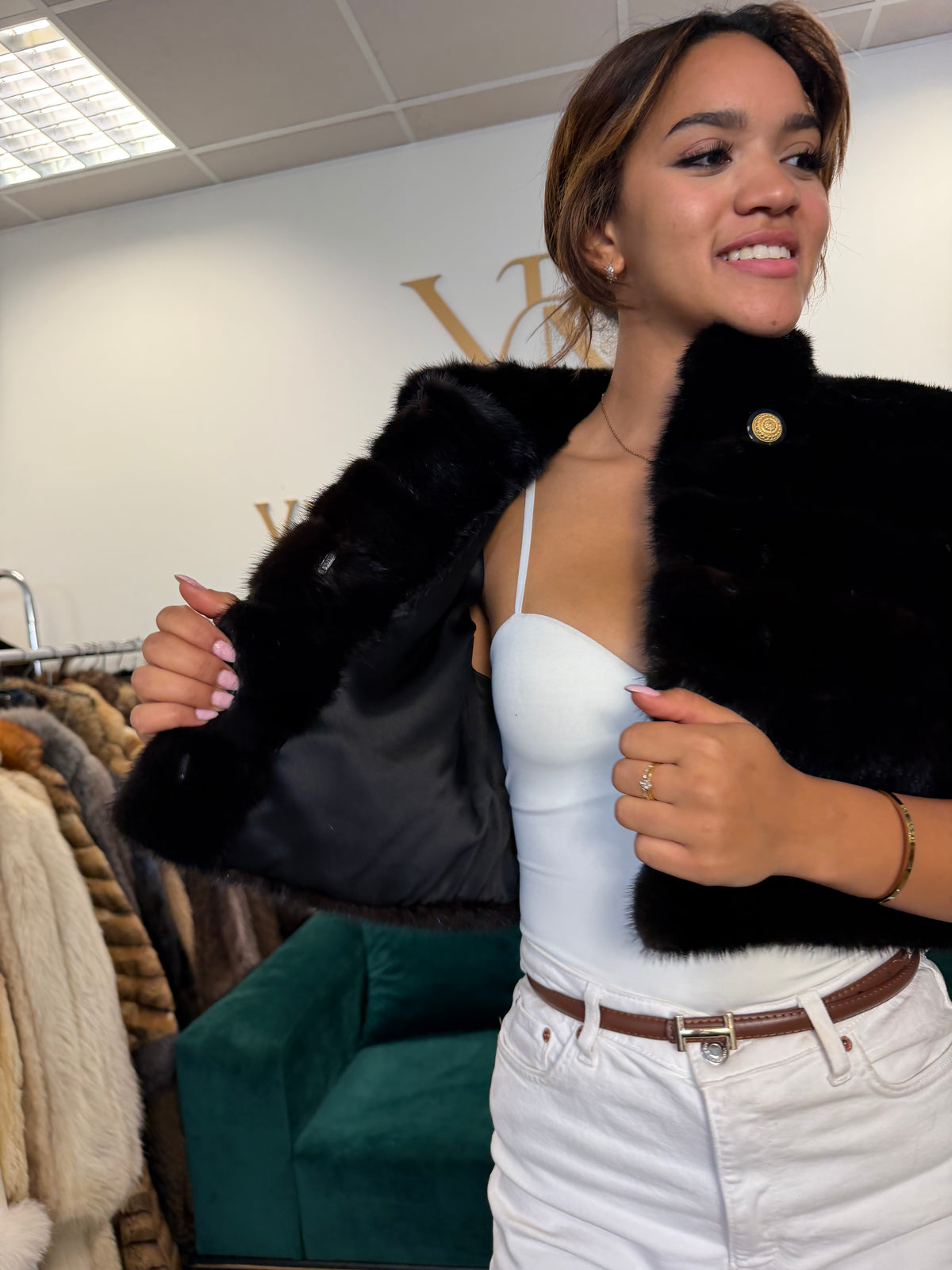 Almost Black Mink Fur Jacket, M/L, New
