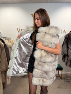 White Nordic Fox Fur Vest, Medium, New