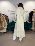 Shearling Sheepskin Coat with Fox & Shearling Collar, Medium, Full Length