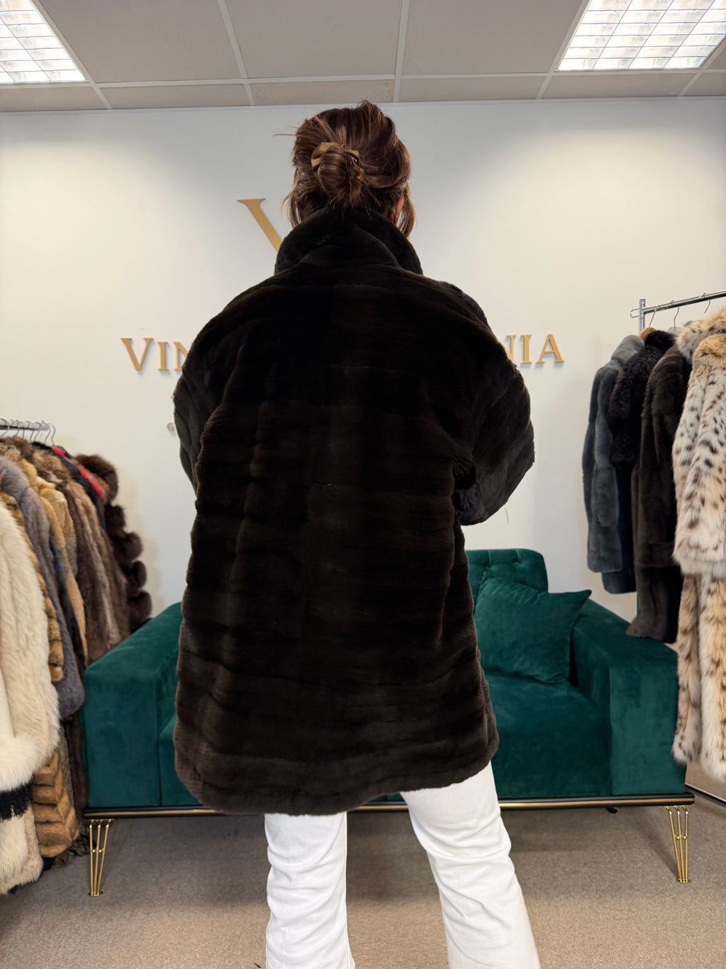 Black Sheared Mink Fur Jacket, XL, Reversible