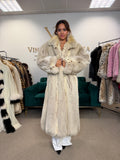 White Lynx Fox Fur Coat, Large, Full Length