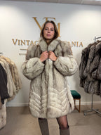 White Nordic Fox Fur Coat, Medium, Thick Pelt