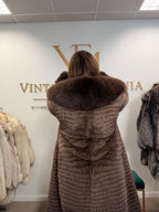 Fluffy Brown Fox Fur Coat, Medium, Extra Full Length, trimmed fur