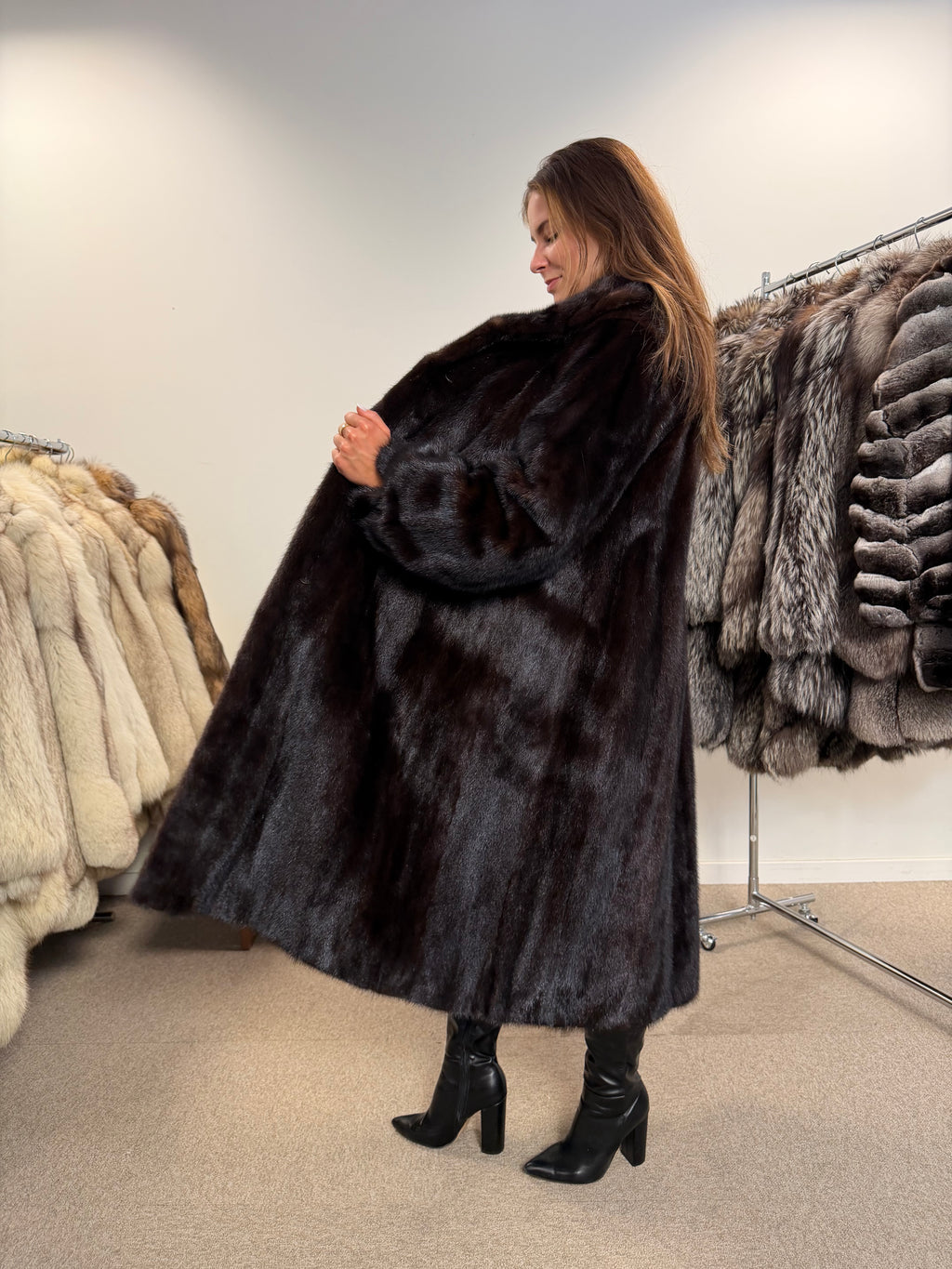 Mink Fur Coat, SAGA, Size XXL