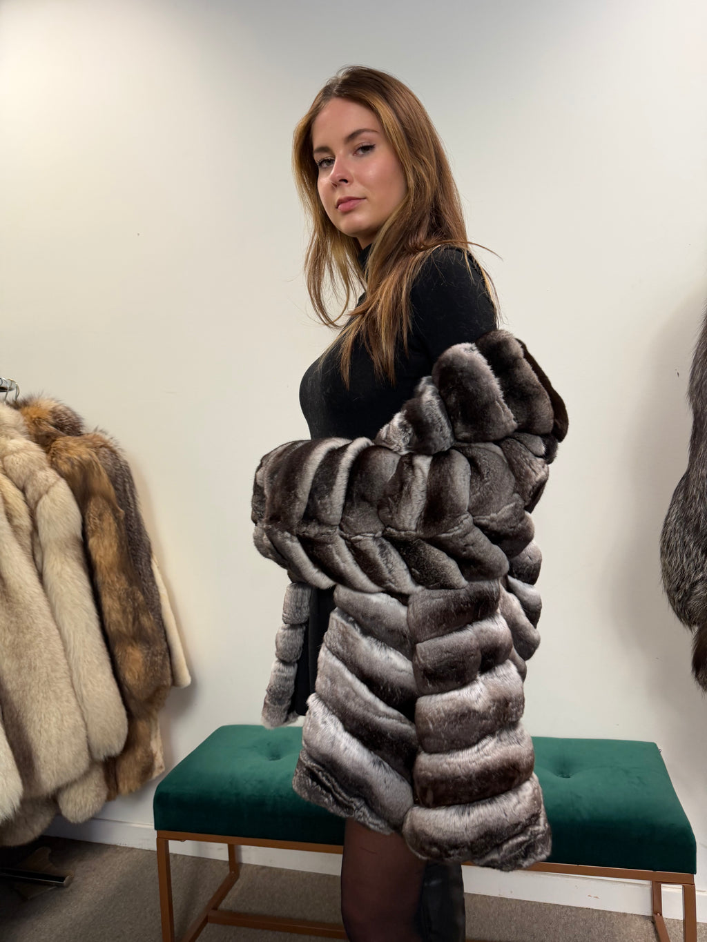 Chinchilla Fur Coat — Large Size, Real Chinchilla Fur
