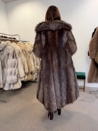 Silver Fox Fur Coat, Full Length, Size M