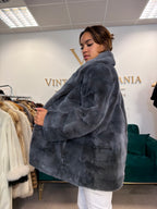 Blue-Grey Dyed Mink Fur Jacket, Medium, German, New