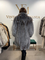 Blue Fox Fur Coat, Fluffy and Soft, Large