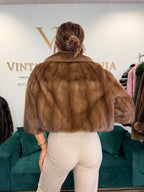 Short Pastel Light Brown Mink Fur Jacket, M/L
