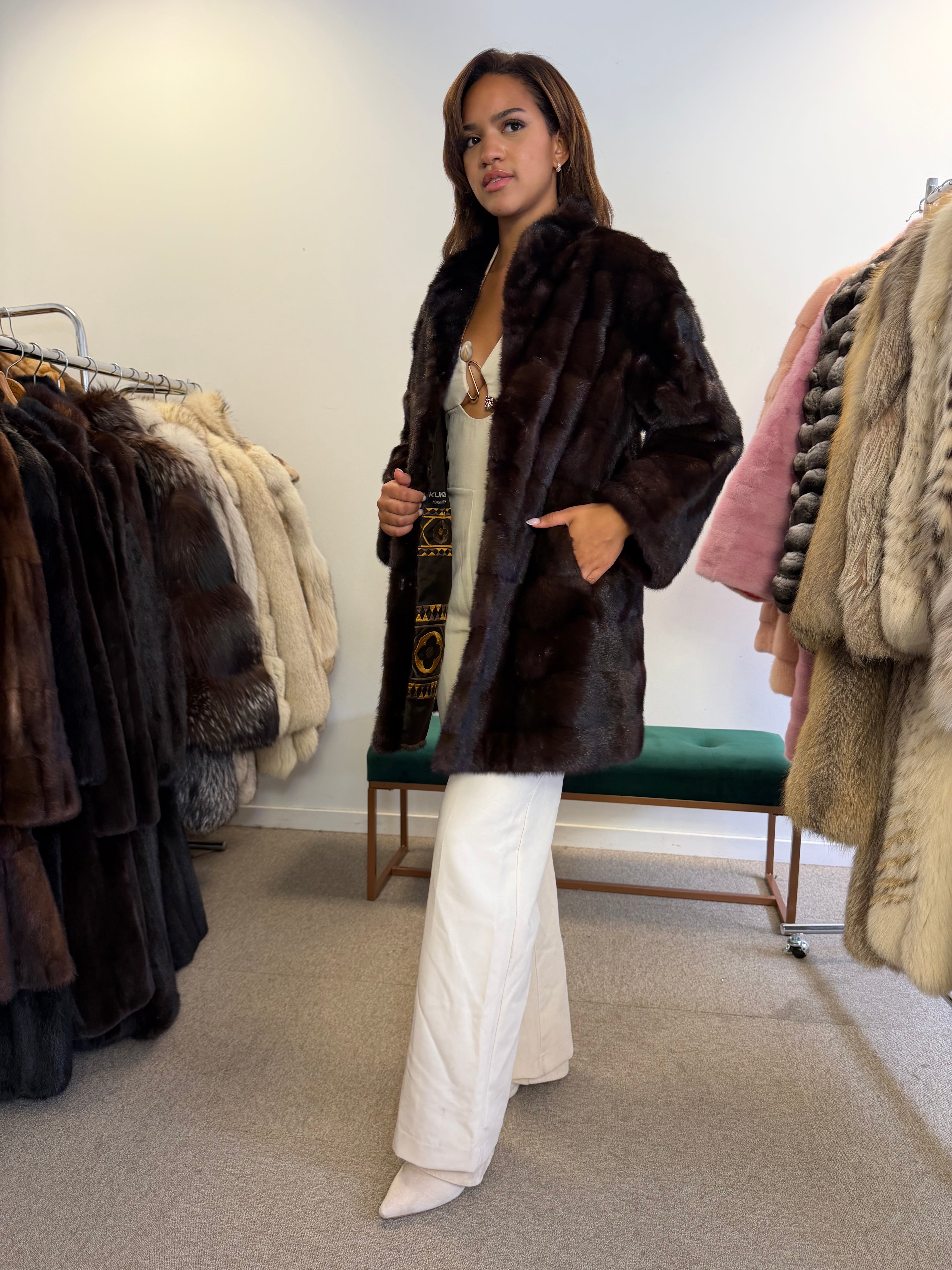 Mink Fur Jacket, Dark Brown, Medium