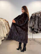 Mink Fur Coat, Dark Brown, Size M