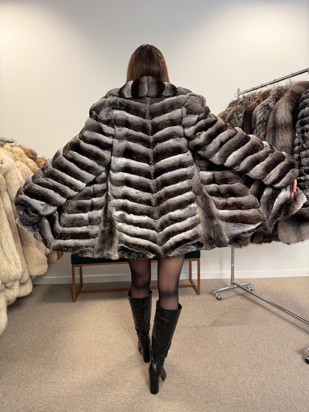 Chinchilla Fur Coat — Large Size, Real Chinchilla Fur