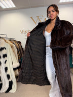 Dark Brown Mink Fur Coat, XL, Extra Full Length, Luxury