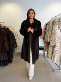 High quality Mink Fur Coat, Dark Brown, soft fur, XXL