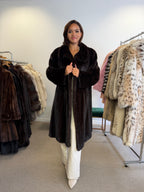 High quality Mink Fur Coat, Dark Brown, soft fur, XXL