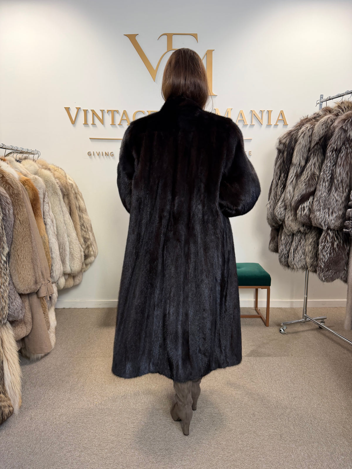 Brown Mink Fur Coat, XXL, Full Length