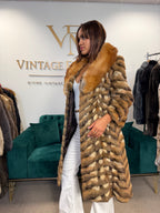 Hamster Fur Coat with Red Fox Collar, Medium, Rare Luxury