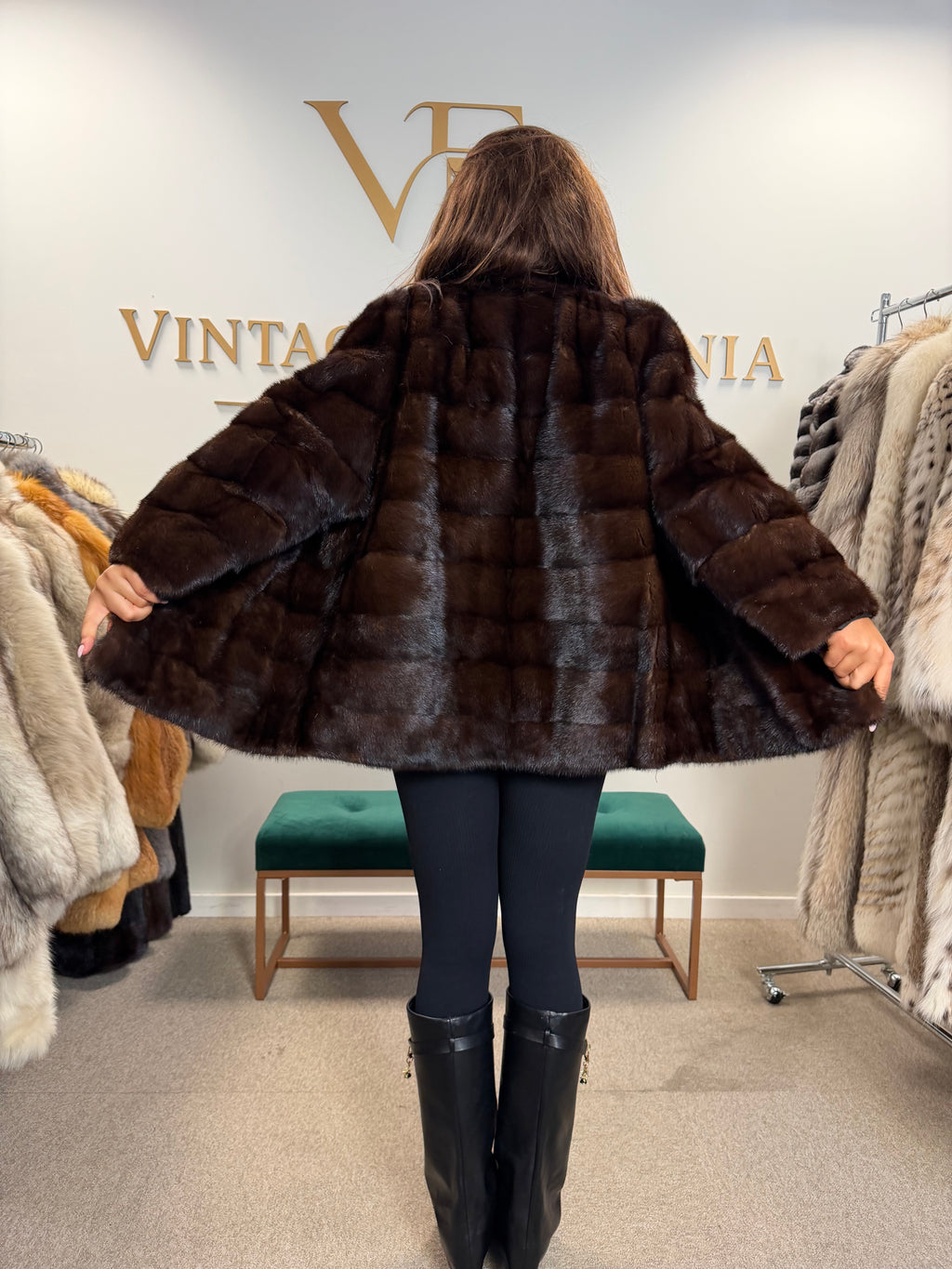 Brown Mink Fur Jacket, XL, Short