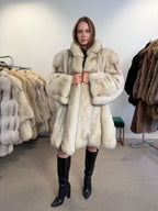 Fox Fur Coat, White Nordic, Oversized 3XL
