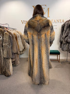 Grey Cross Fox Fur Coat, Large, Full Length